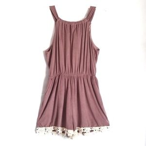 Altar'd State Swanky Suede Mauve Romper w/ Pockets